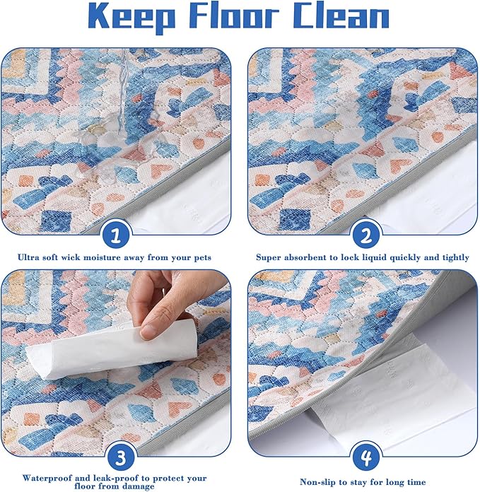 NOYAL Bohemian Washable Dog Pee Pads - Super Absorbent Reusable Puppy Training Pads with Stylish Prints | 100% Waterproof, Leak-Proof & Non-Slip Pet Housebreaking Pads for Indoor 2 Packs