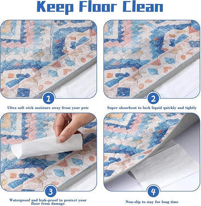 NOYAL Bohemian Washable Dog Pee Pads - Super Absorbent Reusable Puppy Training Pads with Stylish Prints | 100% Waterproof, Leak-Proof & Non-Slip Pet Housebreaking Pads for Indoor 2 Packs