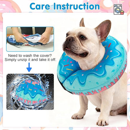 BEAUTYZOO Dog Cone Alternative After Surgery for Large Medium Small Dogs, Soft Inflatable Cone Collar for Dogs Cats, Pet Neck Donut E Collar Dog Recovery Collars to Stop Licking, Blue Donut, XL