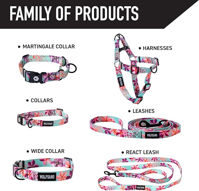 Wolfgang Heavy Duty Dog Leash, Pull-Tested to Over 800 lbs for Walking & Training, DigiFloral Print, Large