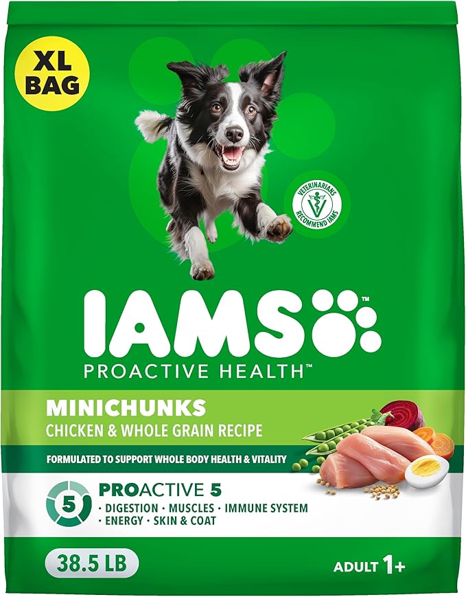 IAMS Proactive Health Adult Minichunks Dry Dog Food Chicken & Whole Grain Recipe, 38.5 lb. Bag