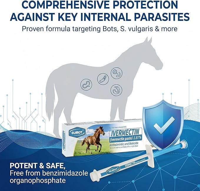 12 Pack Ivermectin Horse Paste 1.87% – Apple Flavored Oral Dewormer for Horses