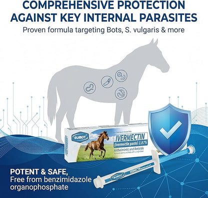 12 Pack Ivermectin Horse Paste 1.87% – Apple Flavored Oral Dewormer for Horses