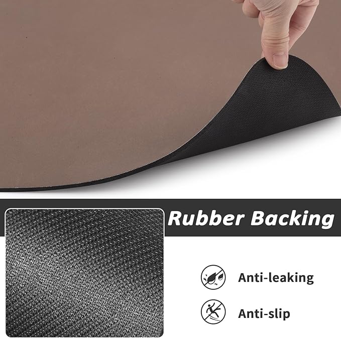 HotLive Dog Food Mat - Absorbent Cat Mat for Food and Water, No Stains Pet Feeding Bowl Mat, Easy to Clean Pet Placemats, Quick Dry Dog Water Dispenser Mat for Messy Drinkers | Paw Brown 18"x34"