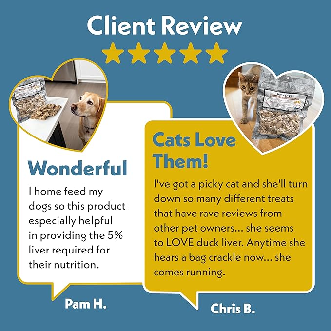Fresh Is Best Duck Liver Freeze Dried Dog Treats – Raw Freeze Dried Cat Treats in Resealable Zipper Bag – High-Protein for Dogs & Cats – Made in the USA