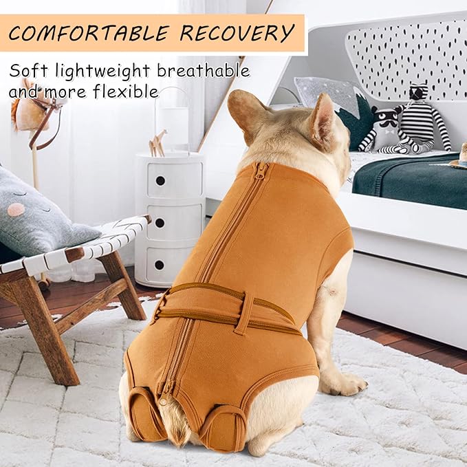 Dog Surgery Recovery Suit, Upgrade Surgical Suit with Belt for Small Medium & Large Female Male Dogs Cats Anti Licking Breathable Cotton Dog Onesies