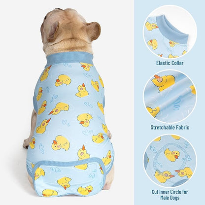 cyeollo Recovery Suit for Dogs Surgery Suit Female Spay Soft Pet Onesie Bodysuit Male Dog Neuter, Small Dogs Surgical Recovery Shirt, Yellow Duck, S