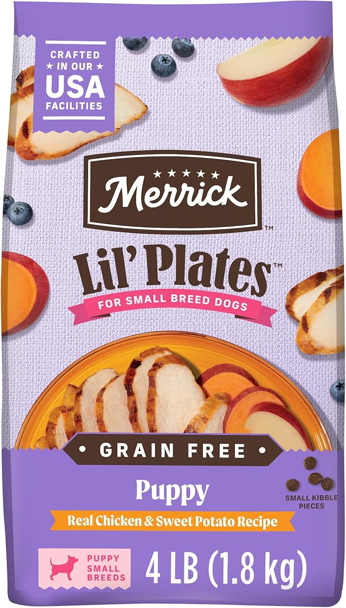 Merrick Lil’ Plates Premium Grain Free Dry Puppy Food For Small Dogs, Real Chicken And Sweet Potato Kibble - 4.0 lb. Bag