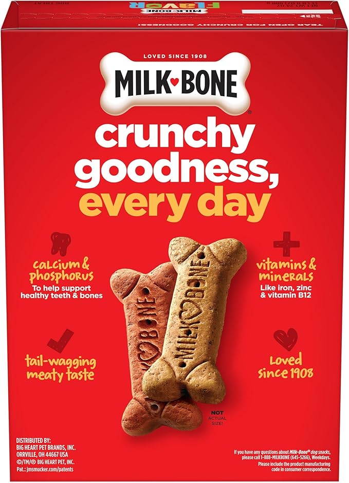 Milk-Bone Flavor Snacks Large Dog Biscuits, Flavored Crunchy Dog Treats, 24 Oz. Box
