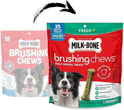 Milk-Bone Brushing Chews Original Chicken Flavor Daily Dental Dog Treats, Small/Medium, 19.6 Oz. Bag
