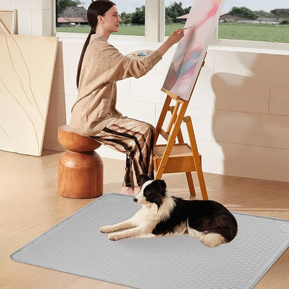Pee Pads for Dogs, 40" x 28" Extra Large Reusable Dog Silicone Mat for Floor Protector, Washable Non-Slip Dog Training Pads for Potty Training (Light Grey)