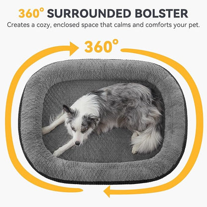 JOEJOY Orthopedic Dog Beds Large Sized Dog, XL Egg-Crate Memory Foam Pet Couch Bed with Bolster Sides, Waterproof Lining, Removable Washable Cover & Non-Slip Bottom, Black