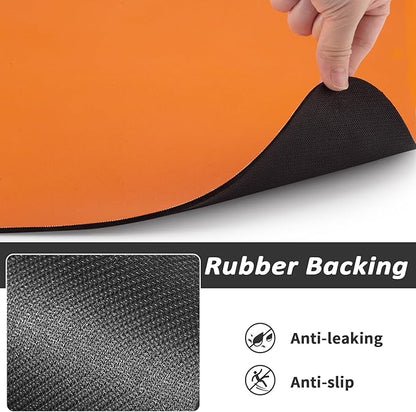 HotLive Dog Food Mat - Absorbent Cat Mat for Food and Water, No Stains Pet Feeding Bowl Mat, Easy to Clean Pet Placemats, Quick Dry Dog Water Dispenser Mat for Messy Drinkers | Paw Orange 18"x34"