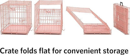MidWest Homes for Pets Pink Fashion iCrate Starter Kit, 24-inch Dog Crate Bundle for Small Dogs, Includes Crate, Pet Bed, 2 Bowls and Privacy Cover