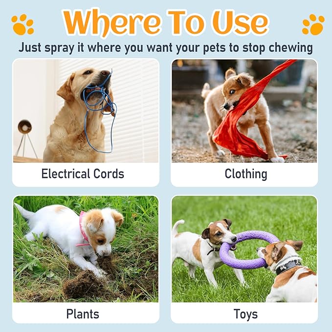 No Chew Spray for Dogs 237 ML, Bitter Apple Spray for Dogs to Far Away Chewing, Cats and Dogs Training Behavior Aids, Keep Away Destructive Chewing Licking