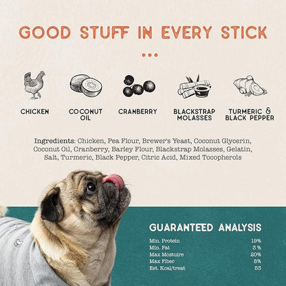 Dog Treat Naturals Superfood Sticks, Chicken & Cranberry, 10oz Bag | Dog Chew Sticks | All-Natural, Pet Training Treats | Joint-Skin-Coat Health | USA Made