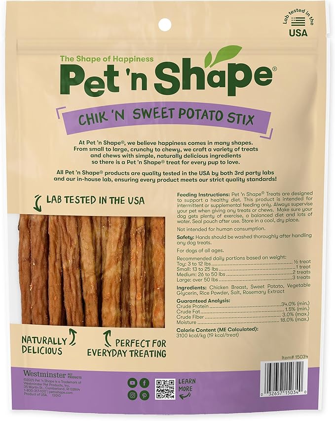 Pet 'n Shape Chik 'n Sweet Potato Stix – Made and Sourced in The USA- Natural Healthy Dog Treats, 28 Ounce