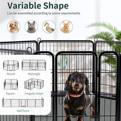 PETIME Dog Playpen,Metal Exercise Puppy Pen Heavy Duty Kennels Yard Fence Indoor/Outdoor 22" W x 24" H 8 Panels Dog Cage with Octagon Bottom Pad
