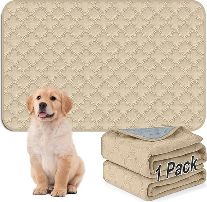 FunFurry Washable Pee Pads for Dogs - 1 Pack Reusable Pee Pads，Waterproof Puppy Pads，Pet Training Pads，Super Absorbent with Dog Paw Shape Non-Slip Backing (Cream, 48" X 65" - 1 Pack)