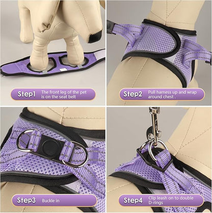 YIMEIS Dog Harness and Leash Set, No Pull Soft Mesh Pet Harness, Reflective Adjustable Puppy Vest for Small Medium Large Dogs, Cats (Taro Purple, X-Small (Pack of 1)