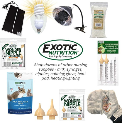 Exotic Nutrition Baby Animal Nursing Set (Basic) - Milk Replacer Formula, Feeding Syringes- Sugar Glider, Squirrel, Opossum, Rabbit & Other Mammals