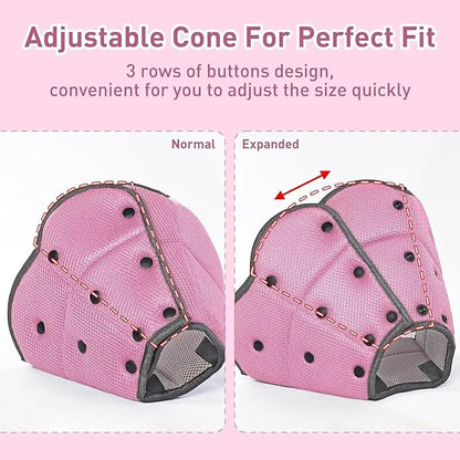 Dog Cone Collar After Surgery,Adjustable Soft Dog Recovery Collar to Stop Licking Wounds,Comfortable Light-Weight Elizabethan Collar for Dogs Anti-Bite Lick Protective Wound,Pink,L
