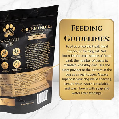 Freeze Dried Chicken Necks Dog Treats | 100% All Natural Real Chicken Training Treats for Dogs | Promotes Good Dental & Joint Health | USDA Approved and Made in The USA (5-8 Necks Pack)