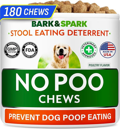No Poo Chews for Dogs - Coprophagia & Stool Eating Deterrent with Probiotics, Digestive Enzymes & Breath Aid Support - Stop Dog Poop Eating - Made in USA