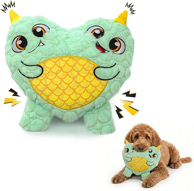 Bite Force - Durable & Strong Dog Toy Blue Two Headed Monster with Squeaker, Kevlar-Reinforced for Aggressive chewers.