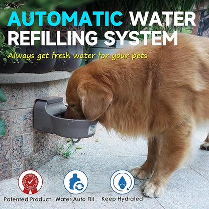 Automatic Dog Water Dispenser with Anti-tip Bracket, 68 oz Outdoor Dog Water Bowl Dispenser, Auto Refill Water Feeder for Pets & Livestock, Food Grade Waterer Fit 3/4" GHT Faucet, Wide Mouth