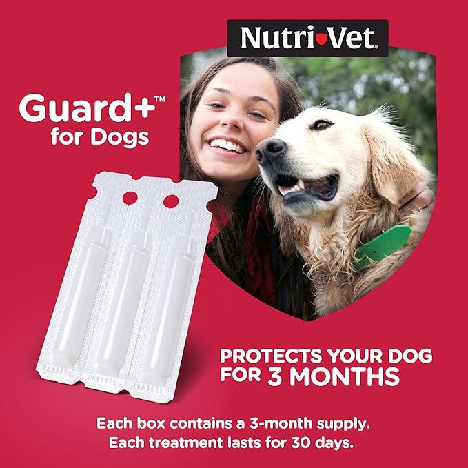 Nutri-Vet Guard+ for Dogs - Flea & Tick Prevention Treatment for Dogs 45-88 lbs. - Waterproof Topical- 90 Days of Protection - 3 Monthly Doses