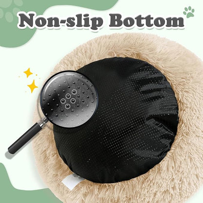 JOLLYVOGUE Dog & Cat Bed, Calming Anti-Anxiety Pet Bed for Small Dogs, Fluffy Donut Cushion for Small and Medium Pets (20")