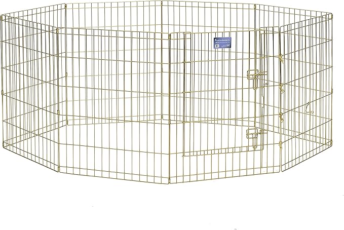 MidWest Homes for Pets 30-Inch Exercise Pen, for Indoor and Outdoor Use, 16 Sq Feet of Play, Single Door Folding Dog Pen, with Large Door Opening & Secure Latch, Easy to Set Up, Foldable Dog Playpen