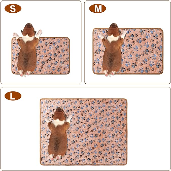 1 Pack 3 Blankets Super Soft Fluffy Premium Fleece Pet Blanket Flannel Paw Printed Throw for Dog Puppy Cat (Medium 30x20'', Brown, Pink, White)