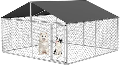 Outdoor Dog Enclosure Heavy Duty Dog Kennel House Mesh Dog Big Cage Pet Kennel Steel Fence with Secure Lock