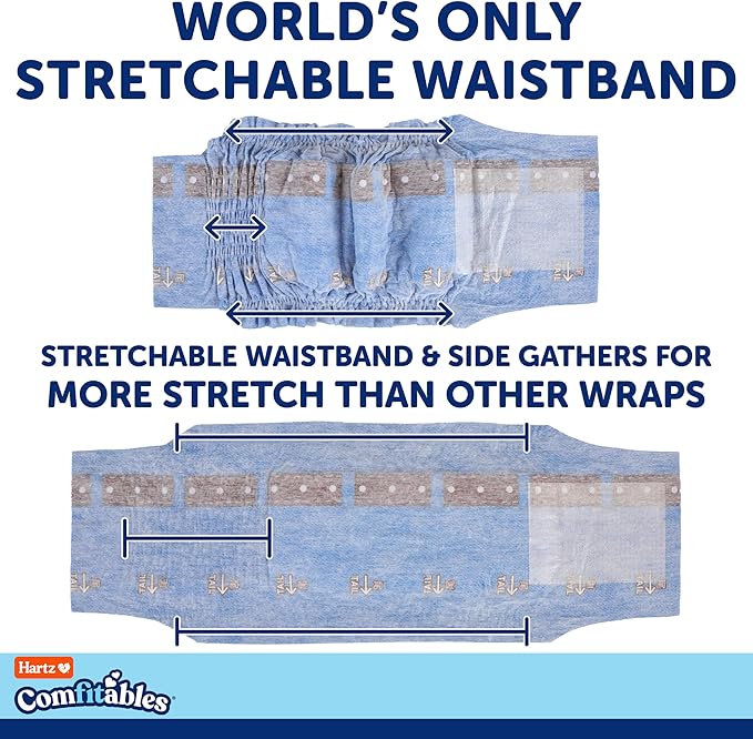 Hartz Comfitables Disposable Male Dog Wraps with Stretchy Waistband, Extra Small 12 Count