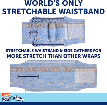 Hartz Comfitables Disposable Male Dog Wraps with Stretchy Waistband, Extra Small 12 Count