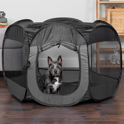 Furhaven Portable Dog Playpen Cat Tent, Pet playground,Kennel foldable indoor outdoor zippered puppy crate - Hunter Green, Small