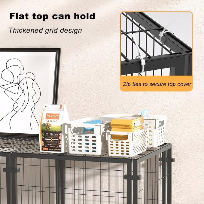 TERRUPEX47.2 Inch Dog Crate Playpen 2-in-1, Heavy Duty Metal Pet Kennel with Removable Tray & Anti-Rust Coating, Portable Dog Cage for Large Medium Dogs, Indoor Outdoor Home Travel Use