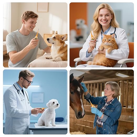 FDK Digital Dog & Cat Thermometer for Fever Detection, 8s Fast Reading Pet Rectal Thermometer with Large LCD Screen, Comfortable Flexible Soft Tip Fever Alert °C/°F Switchable