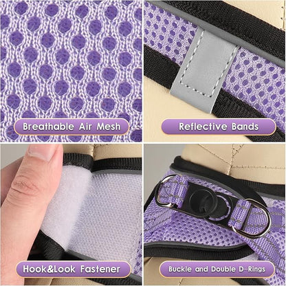 YIMEIS Dog Harness and Leash Set, No Pull Soft Mesh Pet Harness, Reflective Adjustable Puppy Vest for Small Medium Large Dogs, Cats (Taro Purple, X-Small (Pack of 1)