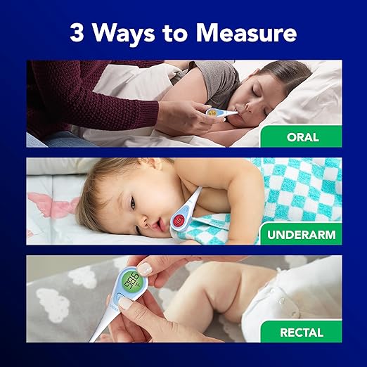 Vicks SpeedRead Digital Thermometer for Baby, Kids & Adults, Color-Coded Readings, Oral, Baby Rectal Thermometer or Under The Arm, Water Resistant (Pack of 2)