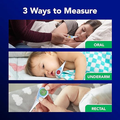 Vicks SpeedRead Digital Thermometer for Baby, Kids & Adults, Color-Coded Readings, Oral, Baby Rectal Thermometer or Under The Arm, Water Resistant (Pack of 2)