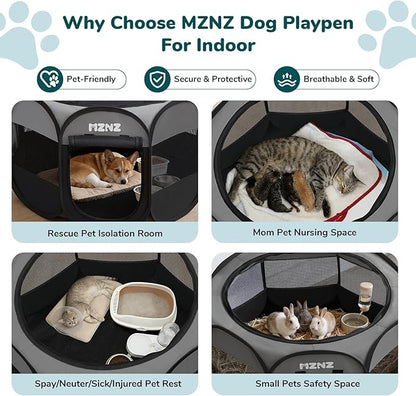 Dog Playpen, Portable Puppy Pet Crate Indoors for Small/Medium Dogs Cats Rabbits, Foldable Dog Cage Enclosure for Outdoor, Pop Up Dogs Tent Kennel with Carrying Case, Dark Grey