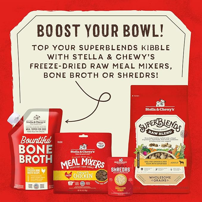 Stella & Chewy's SuperBlends Raw Blend Wholesome Grains Cage-Free Chicken & Duck Recipe with Superfoods, 21 lb. Bag