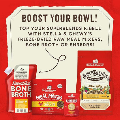 Stella & Chewy's SuperBlends Raw Blend Wholesome Grains Cage-Free Chicken & Duck Recipe with Superfoods, 21 lb. Bag
