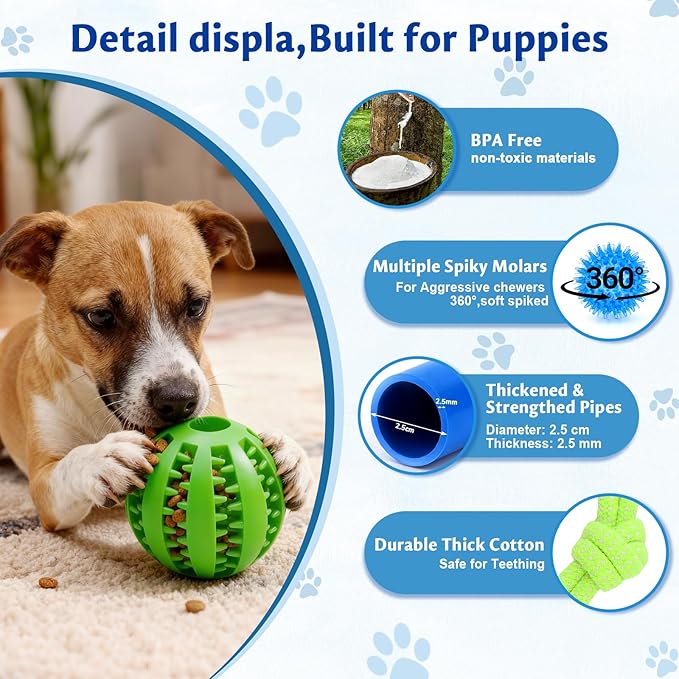 Puppy Play Gym with 16 Toys, Removable Dog Enrichment Playground, Interactive Indoor Training Activity Center for Small Dogs & Puppies, Teething & with Squeaky Toys, 12 Hanging Toys+4 Floor Toys