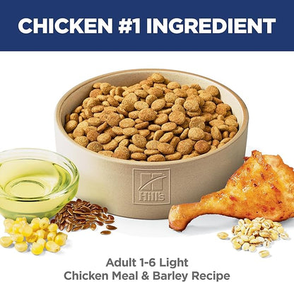 Hill's Science Diet Adult 1-6 Light Dry Dog Food, Chicken Meal & Barley, 15 lb. Bag