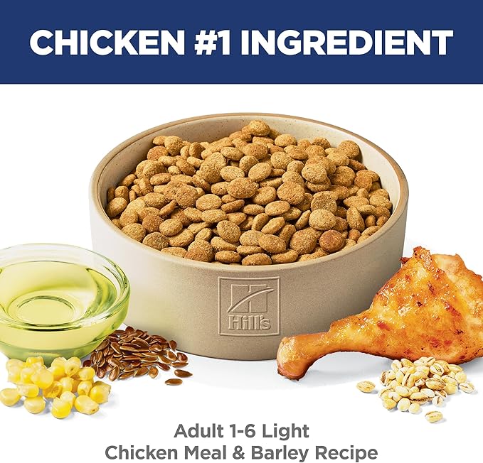 Hill's Science Diet Adult 1-6 Light Dry Dog Food, Chicken Meal & Barley, 30 lb. Bag
