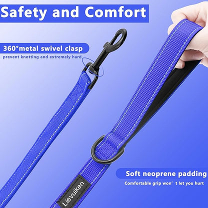 Dog Leash 5ft Long, Double Handle Dog Leash for Safety Control Training, Heavy Duty Dog Leads with Traffic Padded Handles, Reflective Leashes for Small Medium Large Dogs(5ft, Navy Blue)